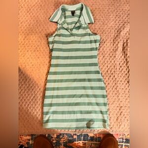 Wild Fable Green and White Striped Dress
